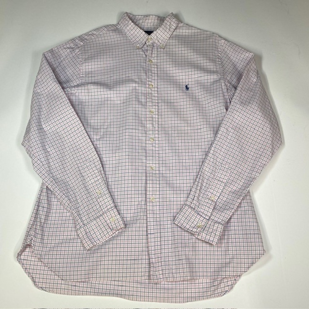 Ralph Lauren Button Down Shirt Mens 17.5 Long Sleeve‎ Plaid Checkered